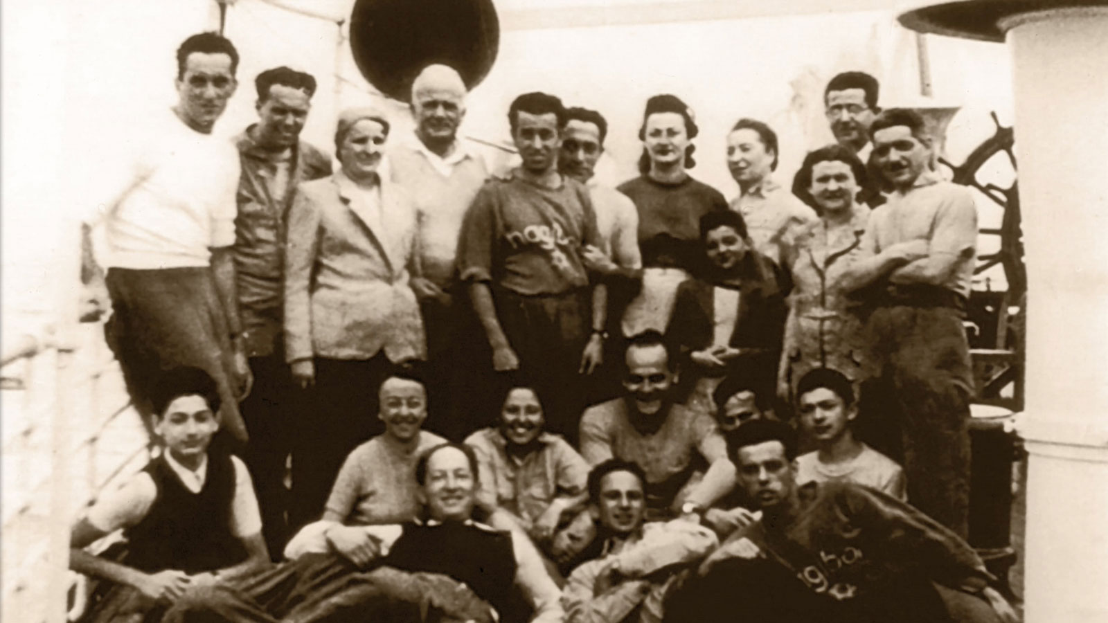 European Jewish refugees aboard the ship that took them to Ecuador.